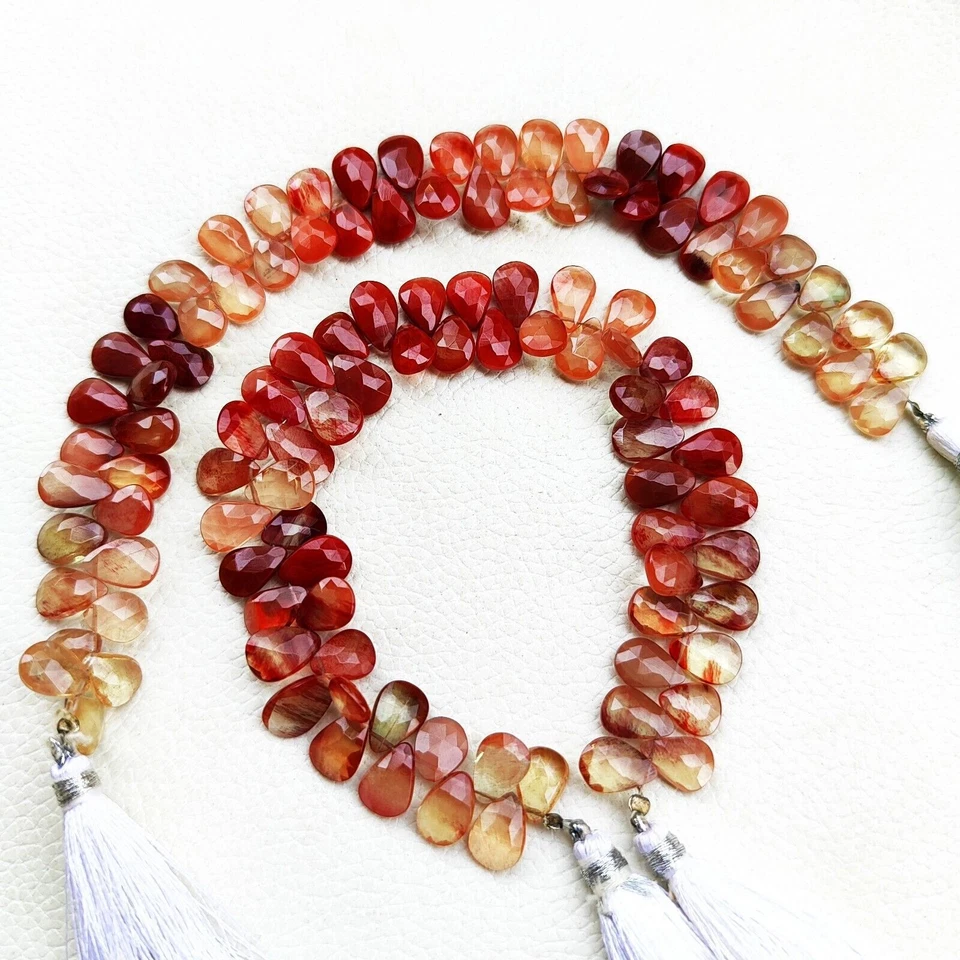 Natural Andesine Labradorite Gems 10x7 mm Size Faceted Pear Shape Beads 8"Strand - Image 1 of 4