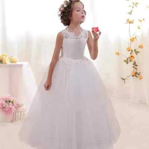 Girls Lace Wedding Dress Holy Communion Party Prom Princess Pageant Kids Dresses - Picture 1 of 24