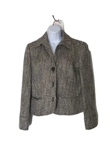 Giacca donna TALBOTS Petites marrone tweed taglia 8P - Foto 1 di 8