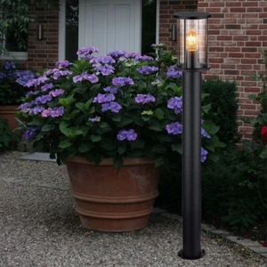 Außenstehlampe Gartenleuchte Terrassenleuchte Edelstahl Laterne schwarz H 100 cm - Bild 1 von 6