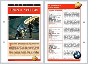 BMW K 1200 RS - Models - Mega Bikes Hachette Card - Picture 1 of 1