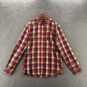 Volcom Shirt Mens Large Red Plaid Check Long Sleeve Button Down Front Pocket - Picture 1 of 10