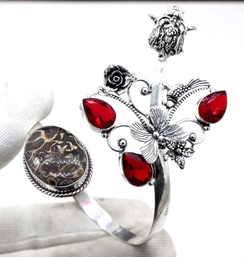 VALENTINO Bracciale Bracciale Bracciale Pietra Preziosa Gioielli Turritella Argento Sterling 925 Taglia ADJ"