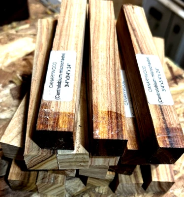 20 BEAUTIFUL KILN DRIED EXOTIC CANARYWOOD PEN BLANKS 6" X 3/4" X 3/4" - Image 1 of 2