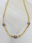 Vintage Vogue Jewelry Gold Tone Crystal Rondelle Bead Necklace Signed 16