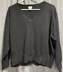 Suéter A New Day Talla Mediana Negro Cuello en V Tejido Top Calibre Fino Pullover - Imagen 1 de 6