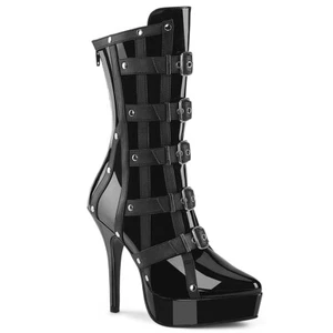 DEVIOUS INDULGE-1038 Women's Black Platform Cage Corset Look Sexy Ankle Boots - Picture 1 of 6