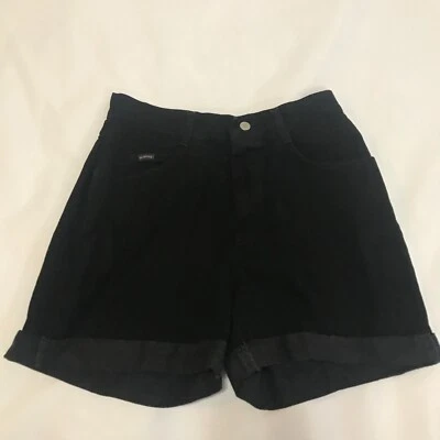 Pantalones Cortos de Jean Riders para Mujer 12 Med Jet Negro Rígido Denim Cintura Alta Puños 4" NUEVO Foto 1 de 4