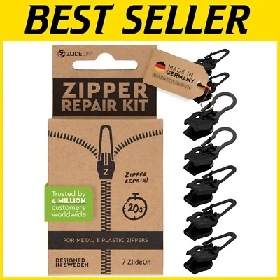 Durable Black Zipper Slider Replacement Multipack – Fits All Zipper Types - Image 1 of 4