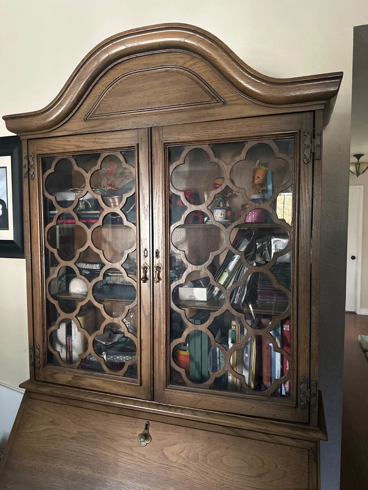 Vintage Jasper Style Drop Front Secretary Desk and Cabinet - Image 1 of 3
