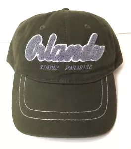 ORLANDO SIMPLY PARADISE HAT Cargo Dark Green Terry Cloth Logo Unstructured/Dad - Picture 1 of 6