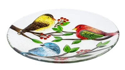 Plato redondo decorativo de vidrio para pájaros Ganz E9, 14" de diámetro EA14101 Foto 1 de 3