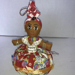 Vintage ARUBA SEWING DOLL 7” Brown/Black Skin With Colorful Buttons Thread Pins - Picture 1 of 7