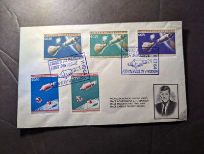 1964 Paraguay First Day Cover FDC Space Souvenir JFK Program Project Gemini - Image 1 of 2