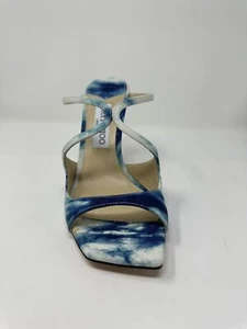 Jimmy Choo Anise 95 Marbled Denim Blue White Sandal Women Size 39 - Picture 1 of 12