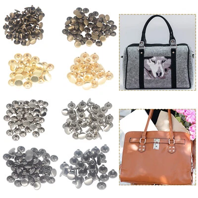 ART-AND-CRAFTS-WORLD-UK Doppelkappe Rohrnieten Metall für DIY Leder Handwerk Handtaschen Reparatur 100 Stück