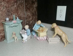 O'Well Porcelain Christmas Morning Figurines 7pc Set  MINT - Picture 1 of 11