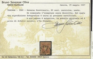 1860 ASI Toskana 80 Cent Metzger Sächsisches Zertifikat 22 - Bild 1 von 2