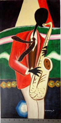Original Oil Painting - Jazz Player - Image 1 of 4