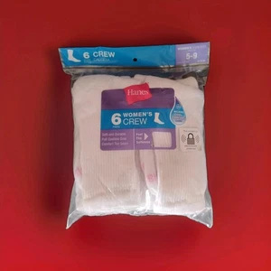 Hanes DAMEN CREW-SOCKEN WEISS 6ER-PACK SCHUHGRÖSSE 5-9 - Bild 1 von 7