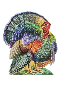 De Colección Pavo Acción de Gracias Troquelado LAMINADO Cartón Colgante de Pared Decoración 14" x 12" - Imagen 1 de 8