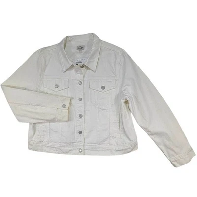 全新 J Crew 牛仔夹克 女式 XXL Off White Preppy 经典 永恒 度假装 — 第 1/4 张图片