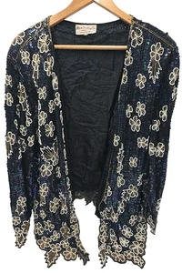 Hina Trading Company Kimono Jacke Seide Damen Blumenmuster Perlen wunderschön - Bild 1 von 12