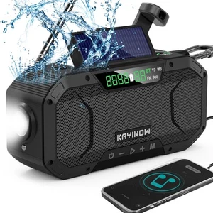 Solar Hand Crank Emergency Radio with Waterproof Bluetooth Speaker,Portable A... - Picture 1 of 9