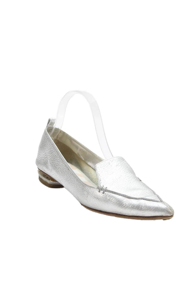 Nicholas Kirkwood Mujer Cuero Metálico Punta Plana Plateada Talla 7.5 Foto 1 de 4