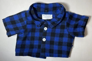 Abbigliamento Build a Bear taglia intera, camicia a quadri blu/nero bufalo, nuova con etichetta - Foto 1 di 3