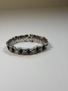 Vintage Trifari Bracelet Blue Rhinestone Box Clasp 7.5” - Picture 1 of 5