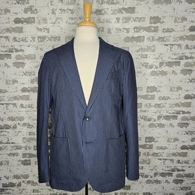 Blazer Laboratori Italiani Para Hombres Sin Estructura Azul Rayas Cirujano Puños 44R Delgado Foto 1 de 4