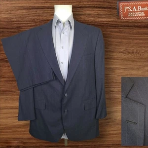 Joseph A Bank 2 Piece Suit Mens 46S 40X27 Dark Navy Stripe Wool - Picture 1 of 12