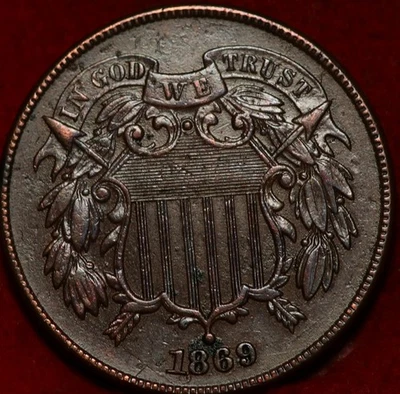 1869 Philadelphia Mint Copper Two Cent Coin - Image 1 of 2