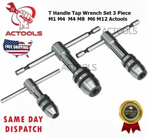 New Adjustable T-Handle Tap Wrench Set 3 Pcs M1-M4 / M4-M8 / M6-M12 USA ACTOOLS