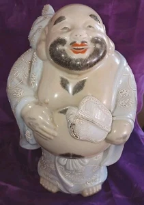 Vintage Japanese Kutani Porcelain Laughing Buddha Figure 9 Inch signed - Picture 1 of 8