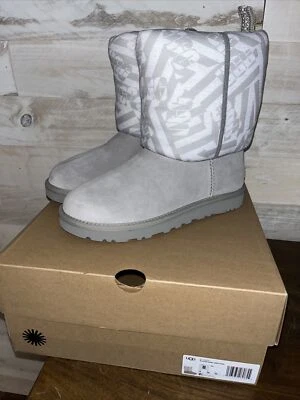 UGG CLASSIC SHORT JERSEY STRIPE BOOTS - SEAL GREY - US size 6 - New In Box - Image 1 of 4