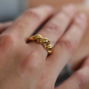 18K Gold-Filled Twisted Dome Ring - Thick Twist Rope Ring for Women  RI-106