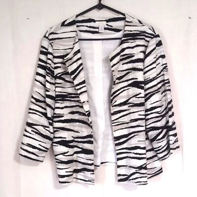 Blazer Chicos Blanco Plata Negro Cebra Frente Abierto Talla 3 - XL Foto 1 de 3
