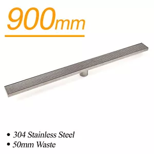 Silver 304 Stainless Steel 900mm Strip Fence Shower Grate Floor Drain 50mm Waste - Picture 1 of 5