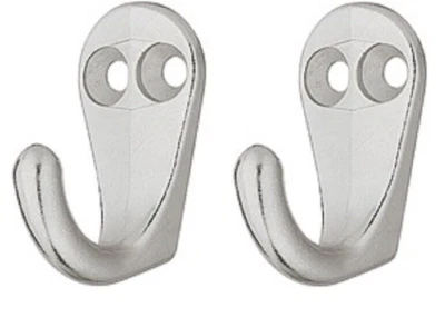 2x Ganci Appendiabiti Argento Opaco adesivi Guardaroba per Cappotto - Immagine 1 di 4