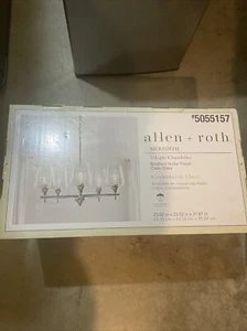 NEW Chandelier 5-Light Brushed Nickel allen + roth Glass Bulbs Classic Lighting - Picture 1 of 4