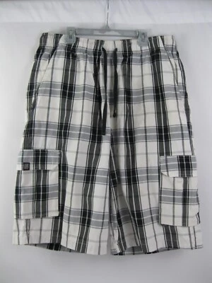 Pantalones Cortos Solo Cuadros Negro Blanco Cholo Años 90 Chicano Elástico Cordón Auténtico XL Foto 1 de 4