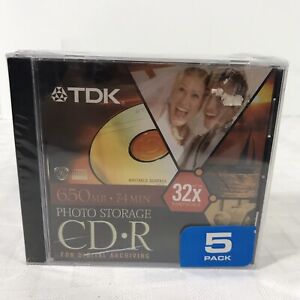 TDK 650MB 74 Min CD-R Blank Rewritable Compact Disks 32X 5pk NEW