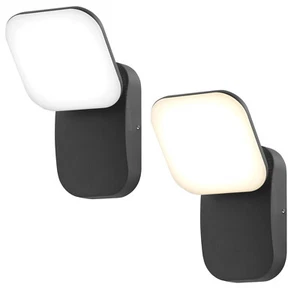 Modern 12W LED Black Outdoor Single Garden Wall Light Cool or Warm White - Picture 1 of 13