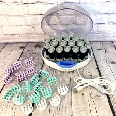 Remington Care Setter Hot Curlers KF 201 Blue Velvet Flocked Rollers Clips WORKS - Image 1 of 4