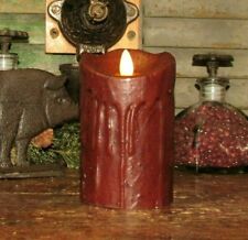 Primitive Flameless Moving Flicker Flame Tobacco Grungy Pillar Candle 6 hr Timer