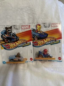 New Hot Wheels Racer Verse Iron Man & Rocket Raccoon Set - Picture 1 of 6