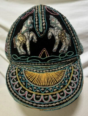 Sombrero de caballo adornado con cuentas Myanmar Birmania de colección ~ hecho a mano Foto 1 de 4