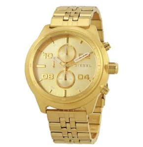 Diesel Brand Padlock Gold-tone Dial Men's Chronograph Watch New - Picture 1 of 11